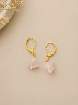 Aretes Amor Verdadero Cuarzo Rosado