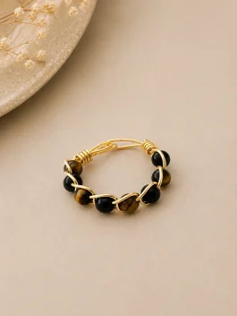 Anillo Éxito y Protección Ojo de Tigre-Ónix