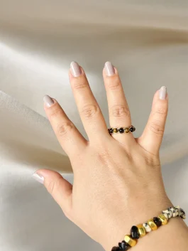 Anillo Éxito y Protección Ojo de Tigre-Ónix