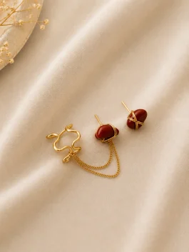 Earcuff Fortaleza Jaspe Rojo