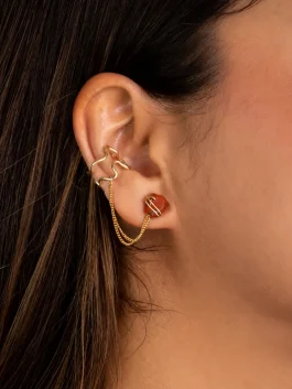 Earcuff Fortaleza Jaspe Rojo